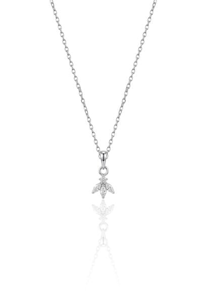 925 Ayar Gümüş Kolye Rodajlı Markiz Zirkon Taşlı Minimal Lotus Çiçeği Kolye  SGTL13407RODAJ