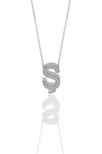 Gümüş rodyumlu üç boyutlu minimal S harf kolye SGTL11181S