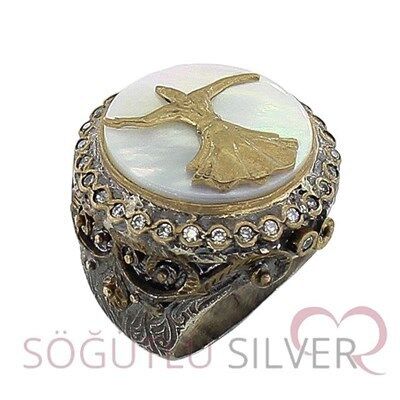 sedef taşlı mevlana otantik yüzük yuzuk8039
