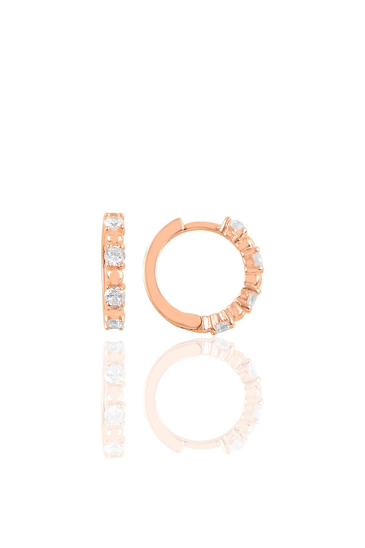 Gümüş rose taşlı halka küpe SGTL10437ROSE