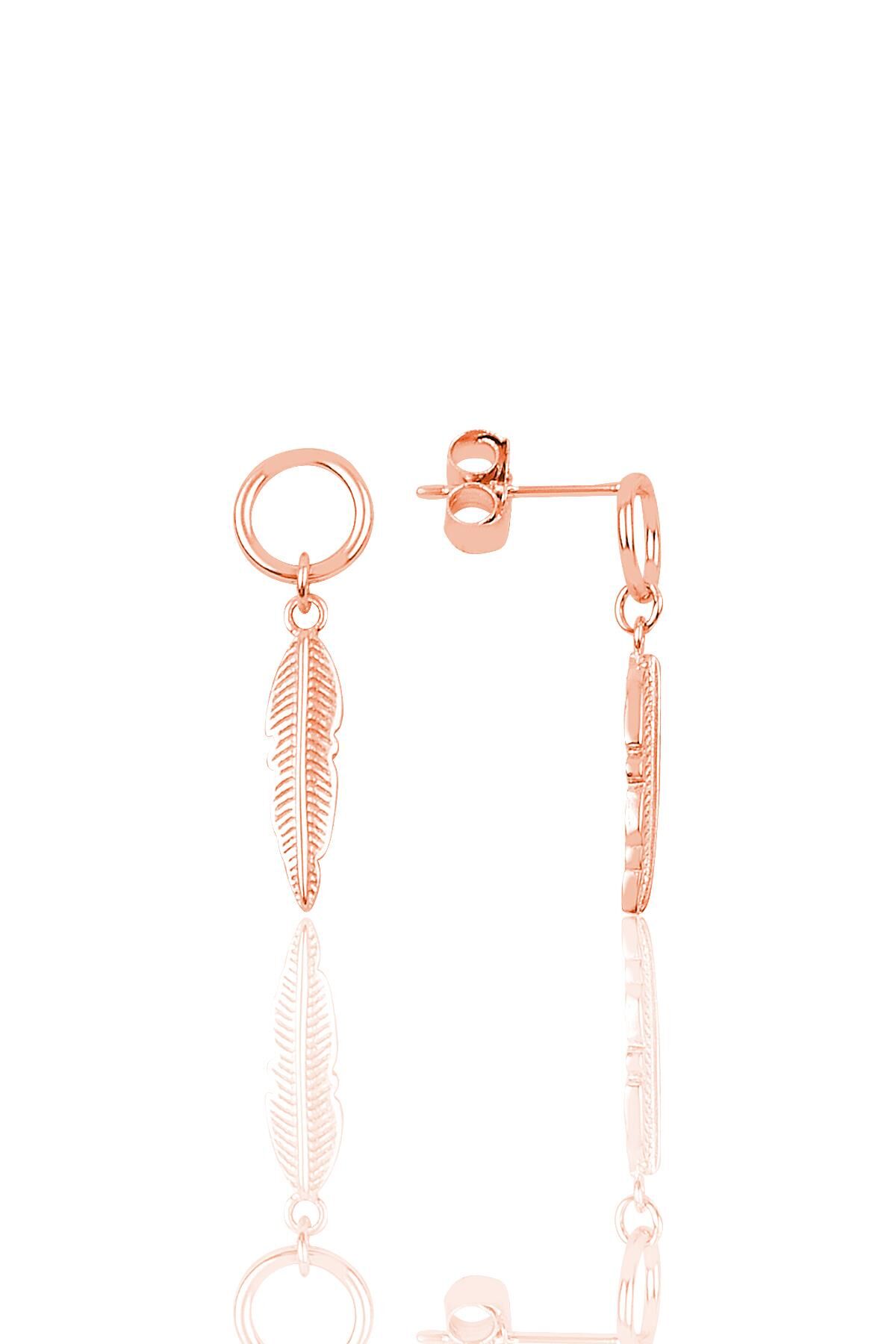 Gümüş Tüy modeli küpe SGTL9736ROSE