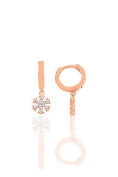 Gümüş zirkon taşlı kar tanesi küpe