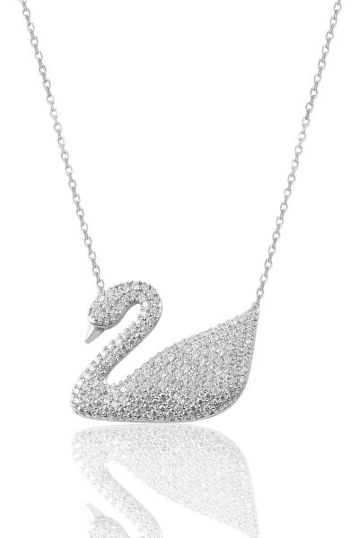 Gümüş zirkon taşlı kuğu kolye SGTL9097