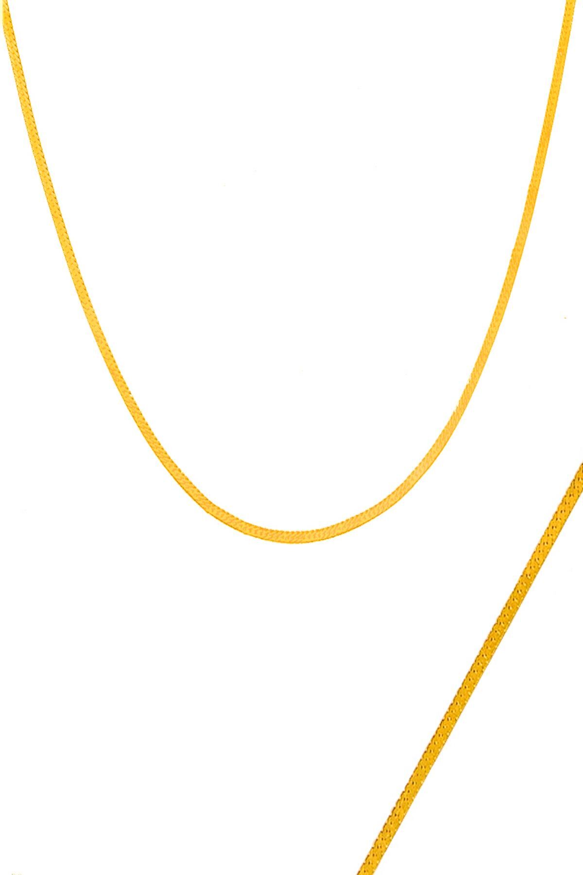 Gümüş italyan yassı kolye ve bileklik takımı  altın yaldızlı SGTL11296GOLD