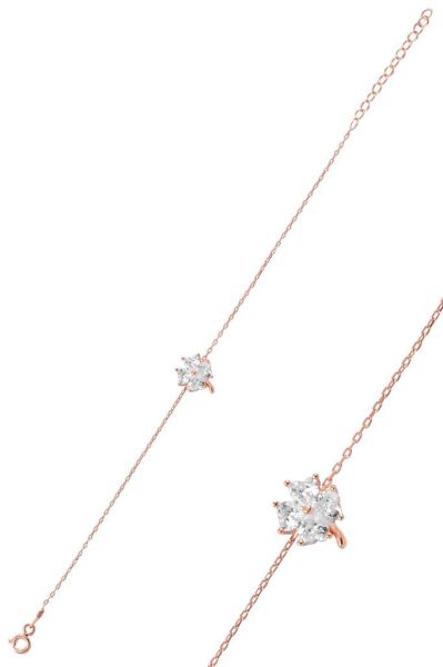 Gümüş rose zirkon taşlı yonca modeli üçlü set SGTL10581BEYAZ