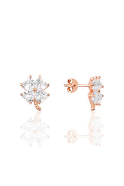 Gümüş rose zirkon taşlı yonca modeli üçlü set SGTL10581BEYAZ