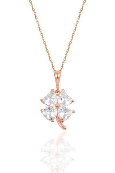 Gümüş rose zirkon taşlı yonca modeli üçlü set SGTL10581BEYAZ