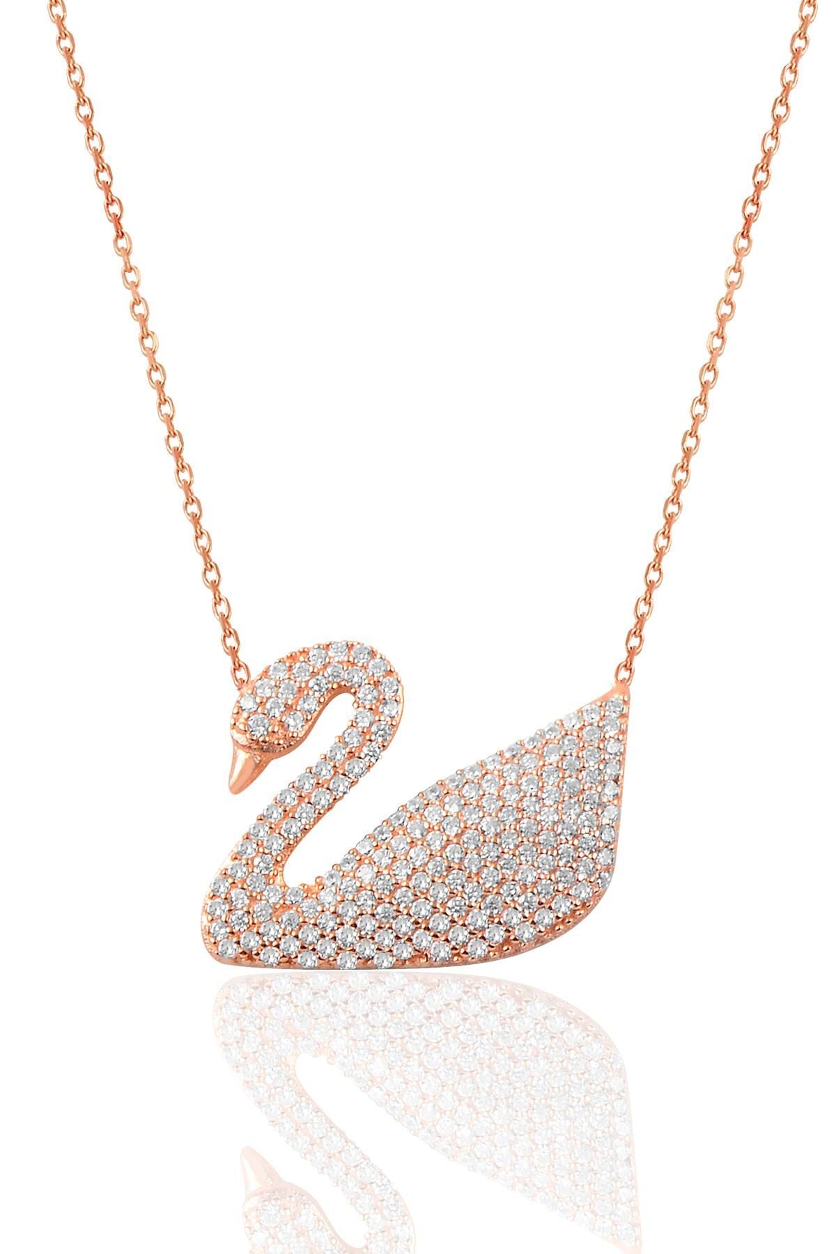 Gümüş zirkon taşlı kuğu kolye SGTL9098