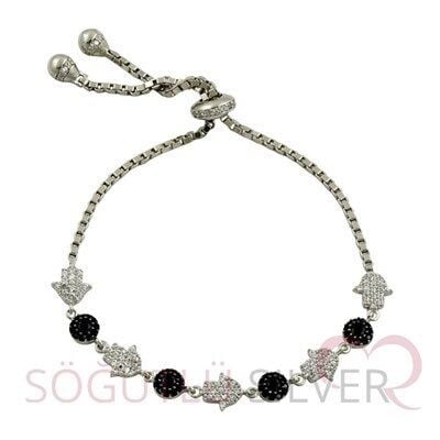 rodyumlu zirkon taşlı asansörlü bileklik Bileklik6797