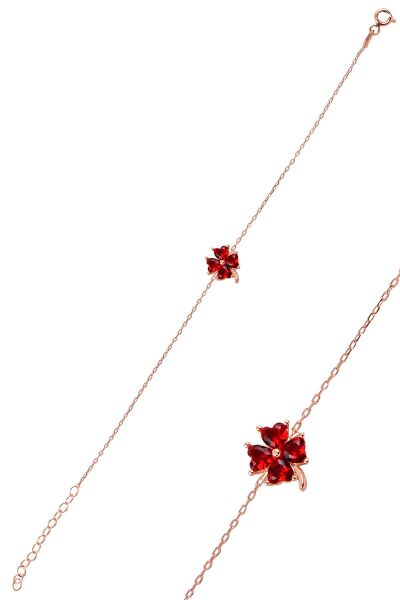 Gümüş rose lal  renkli yonca modeli üçlü set SGTL10581LAL