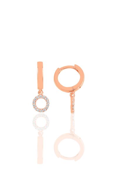 Gümüş zirkon taşlı daire  küpe