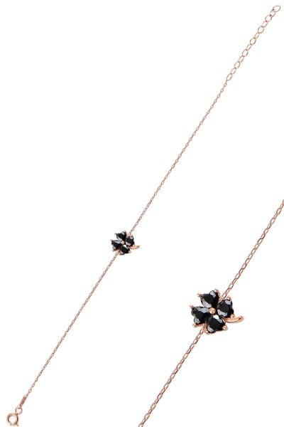 Gümüş rose siyah renkli yonca modeli üçlü set SGTL10581SYH