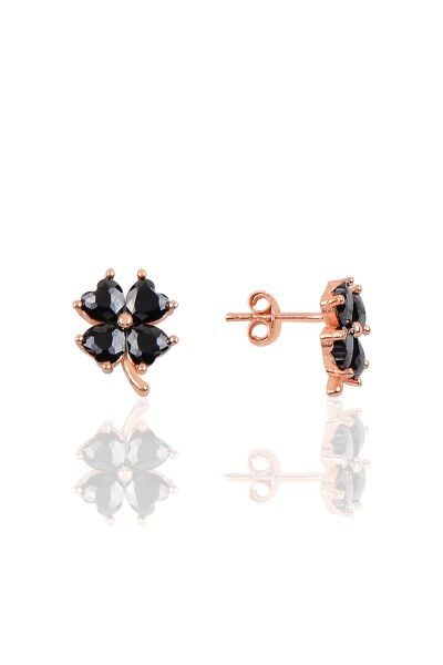 Gümüş rose siyah renkli yonca modeli üçlü set SGTL10581SYH