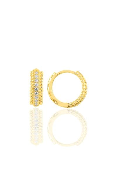Gümüş altın yaldızlı sıra taşlı halka küpe SGTL10439GOLD
