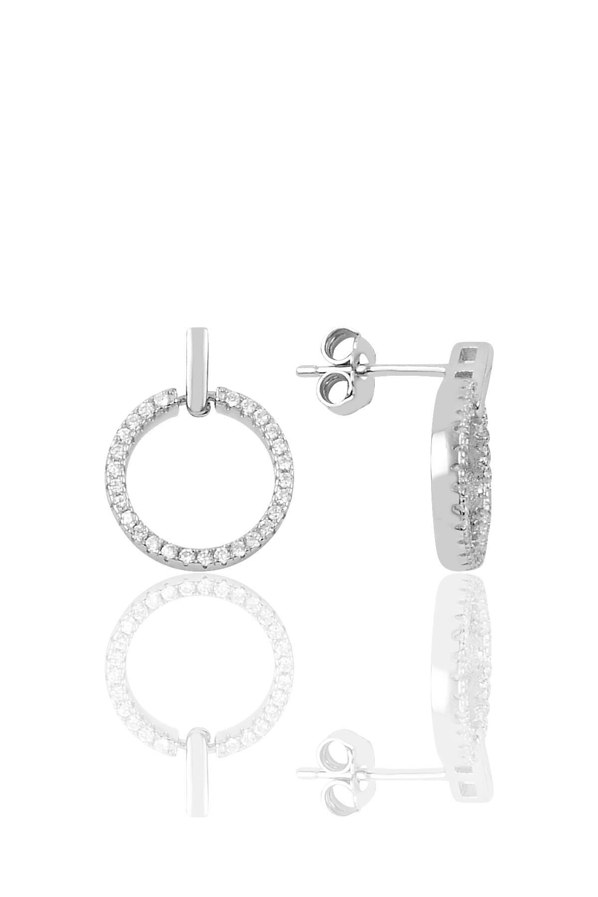 Gümüş zirkon taşlı halka küpe SGTL9743RODAJ