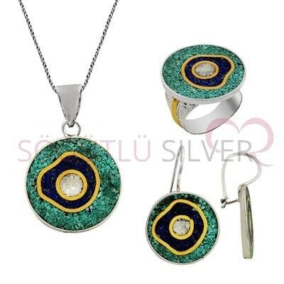 MOZAİK DOĞALTAŞLI ÜÇLÜ SET set8293