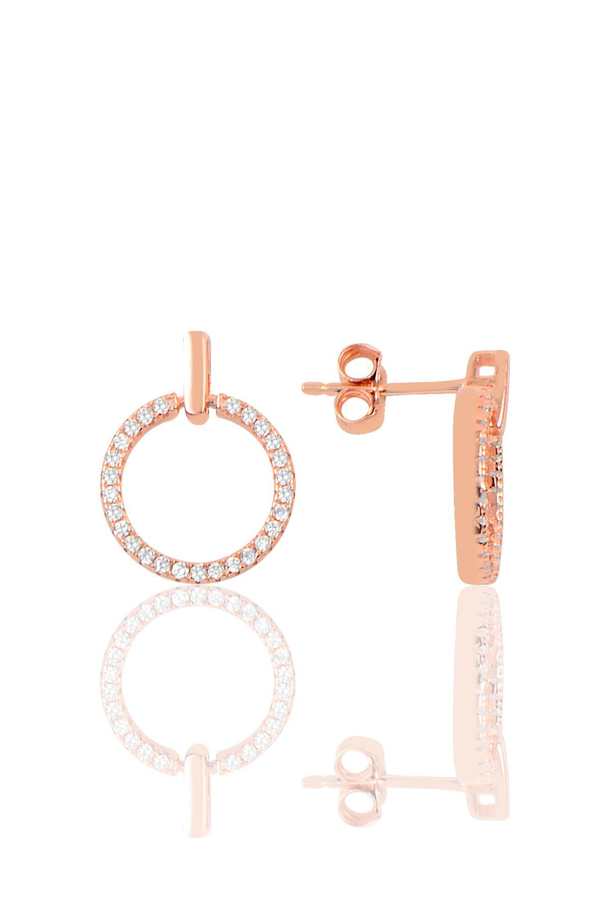 Gümüş zirkon taşlı halka küpe SGTL9743ROSE