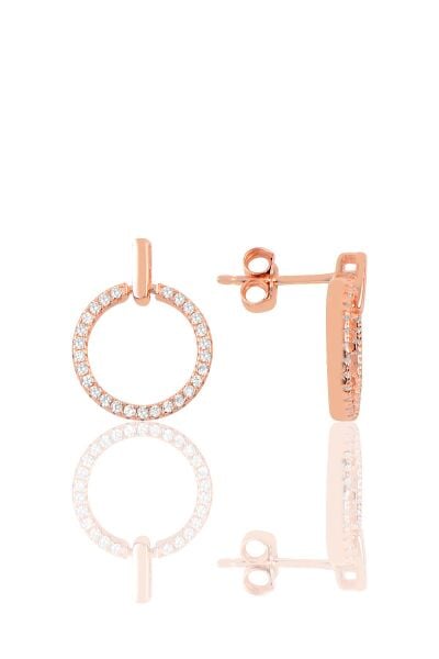 Gümüş zirkon taşlı halka küpe SGTL9743ROSE