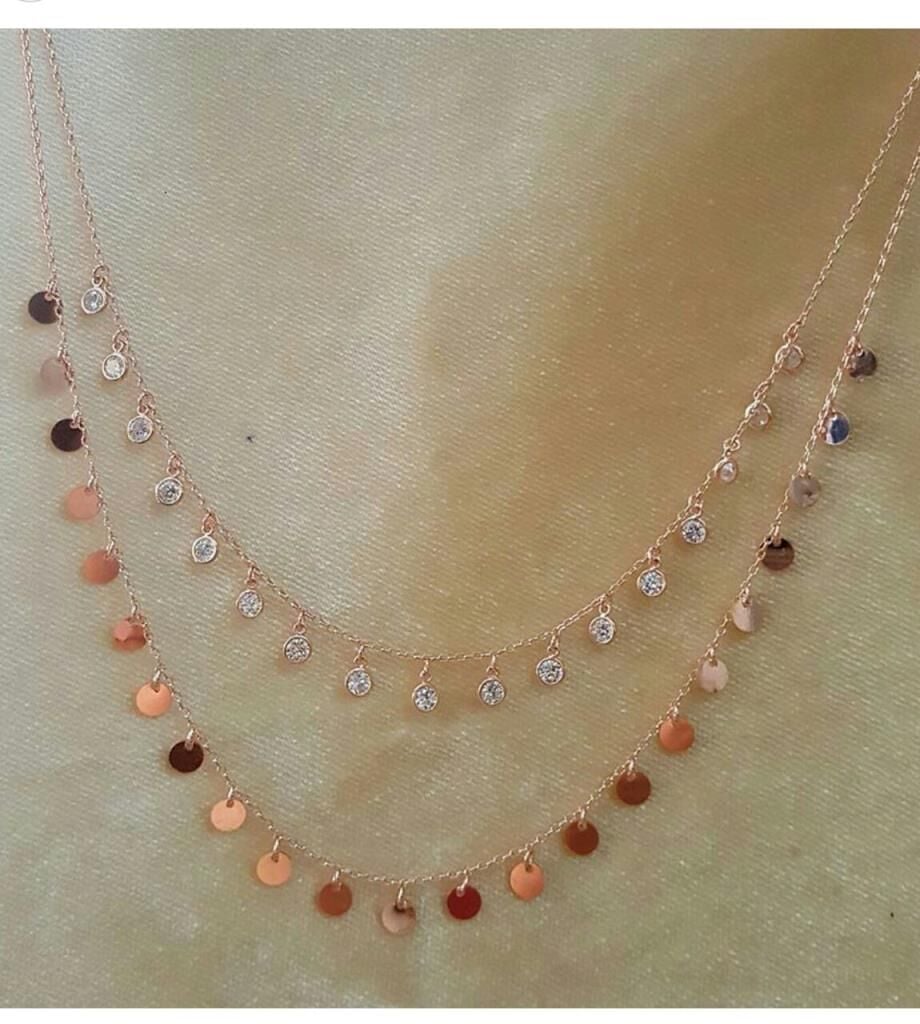 pullu ve taşlı ikili kolye SGTL3269