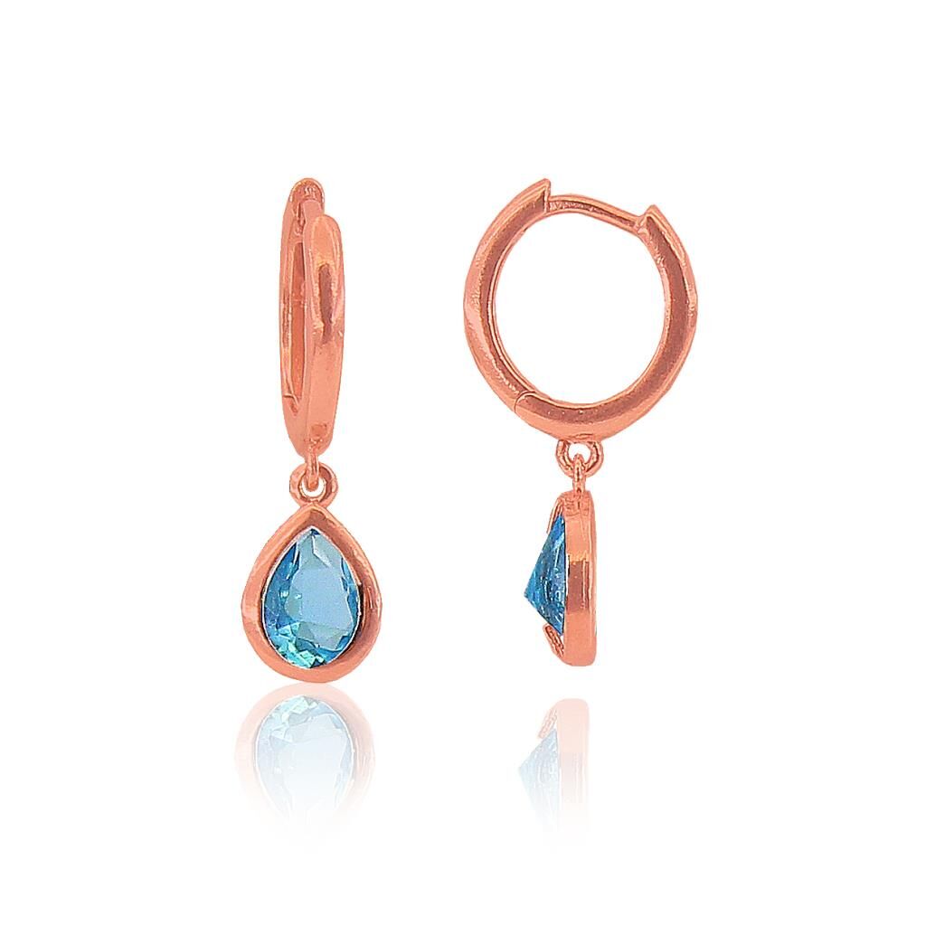 akuamarin taşlı damla küpe SGTL3133