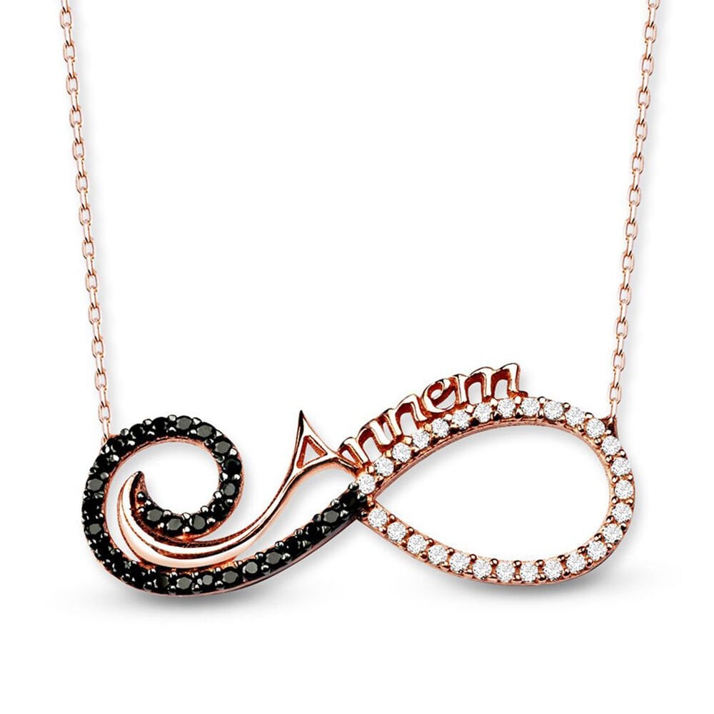 Gümüş Sonsuz annem kolye SGTL10850ROSE