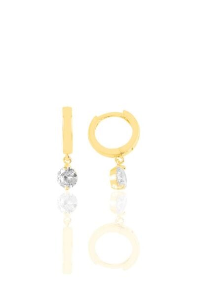 Gümüş  tek taşlı halka küpe Rose