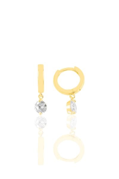 Gümüş  tek taşlı halka küpe