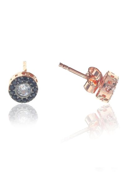 Gümüş rose siyah taşlı Elmas montürlü küpe SGTL10799SYH