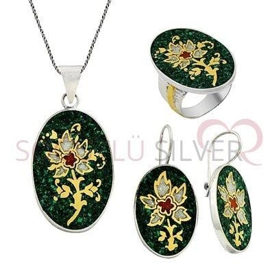 MOZAİK DOĞALTAŞLI ÜÇLÜ SET set8290