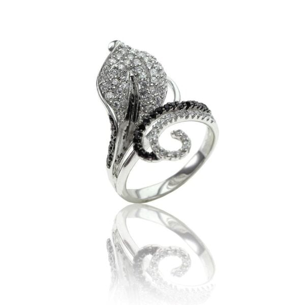 Zirkon ve onix taşlı yaprak modeli yüzük SGTL7747