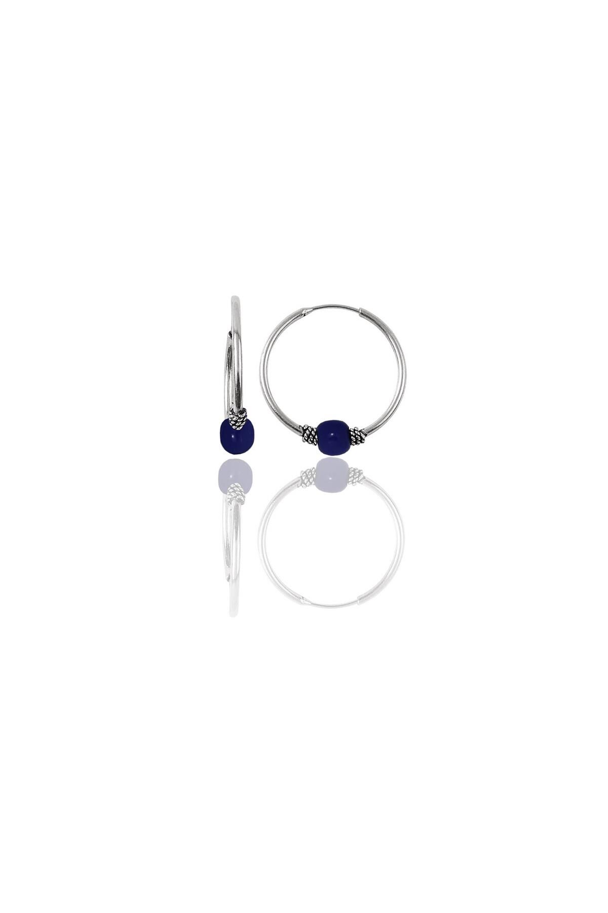 Gümüş 14 mm çivit mavisi halka küpe SGTL11271RODAJ