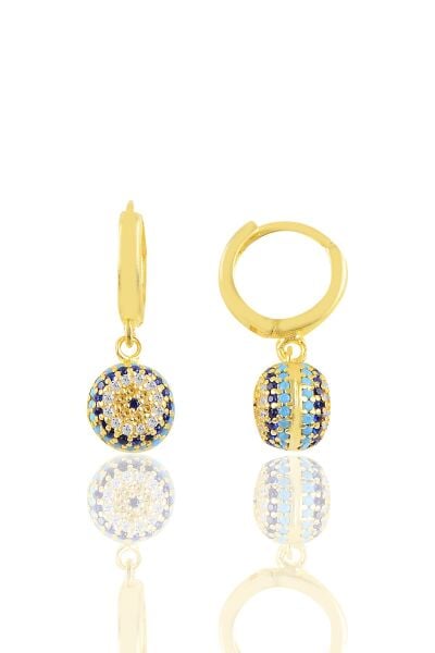 Gümüş  çift taraflı nazar küpe