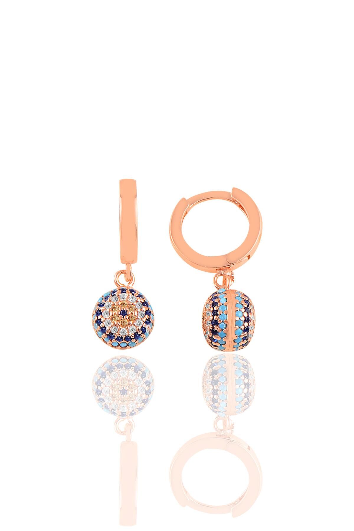 Gümüş  çift taraflı nazar küpe SGTL10317