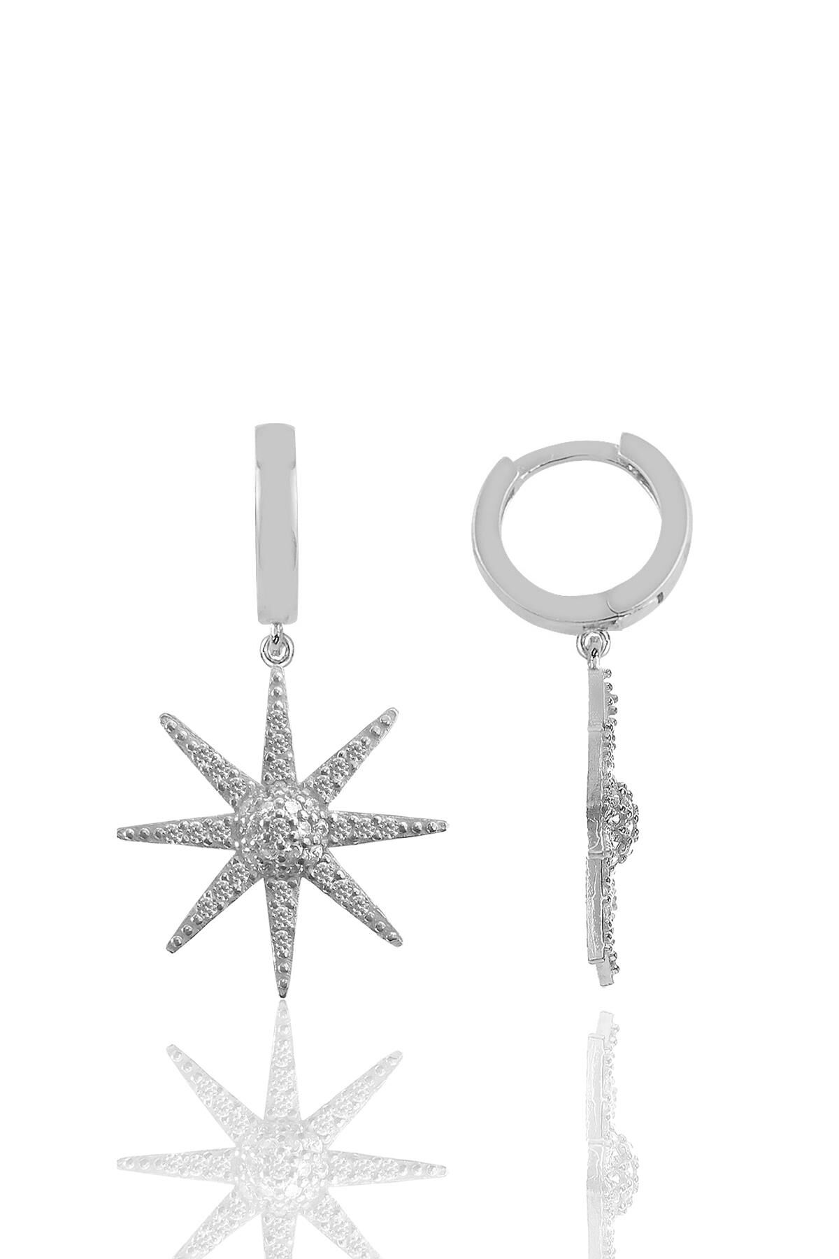 Gümüş rodyumlu zirkon taşlı güneş küpe SGTL12100RODAJ