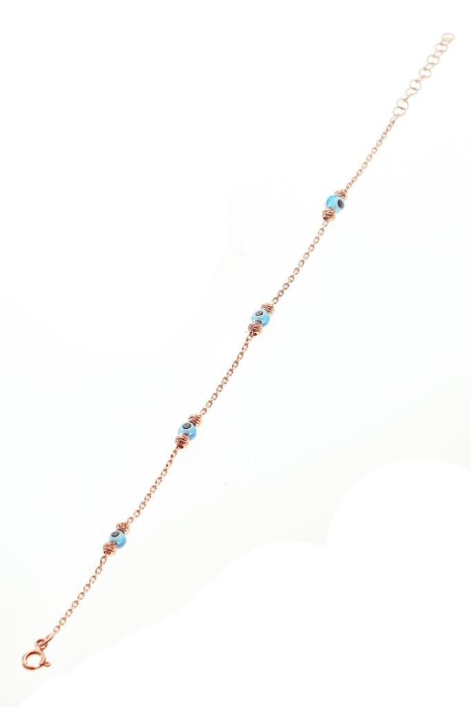 Gümüş dorica ve nazar boncuklu bileklik SGTL10839ROSE