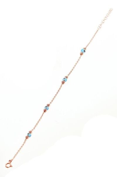 Gümüş dorica ve nazar boncuklu bileklik SGTL10839ROSE