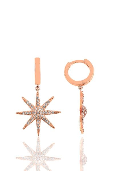 Gümüş rose zirkon taşlı güneş küpe SGTL12100ROSE