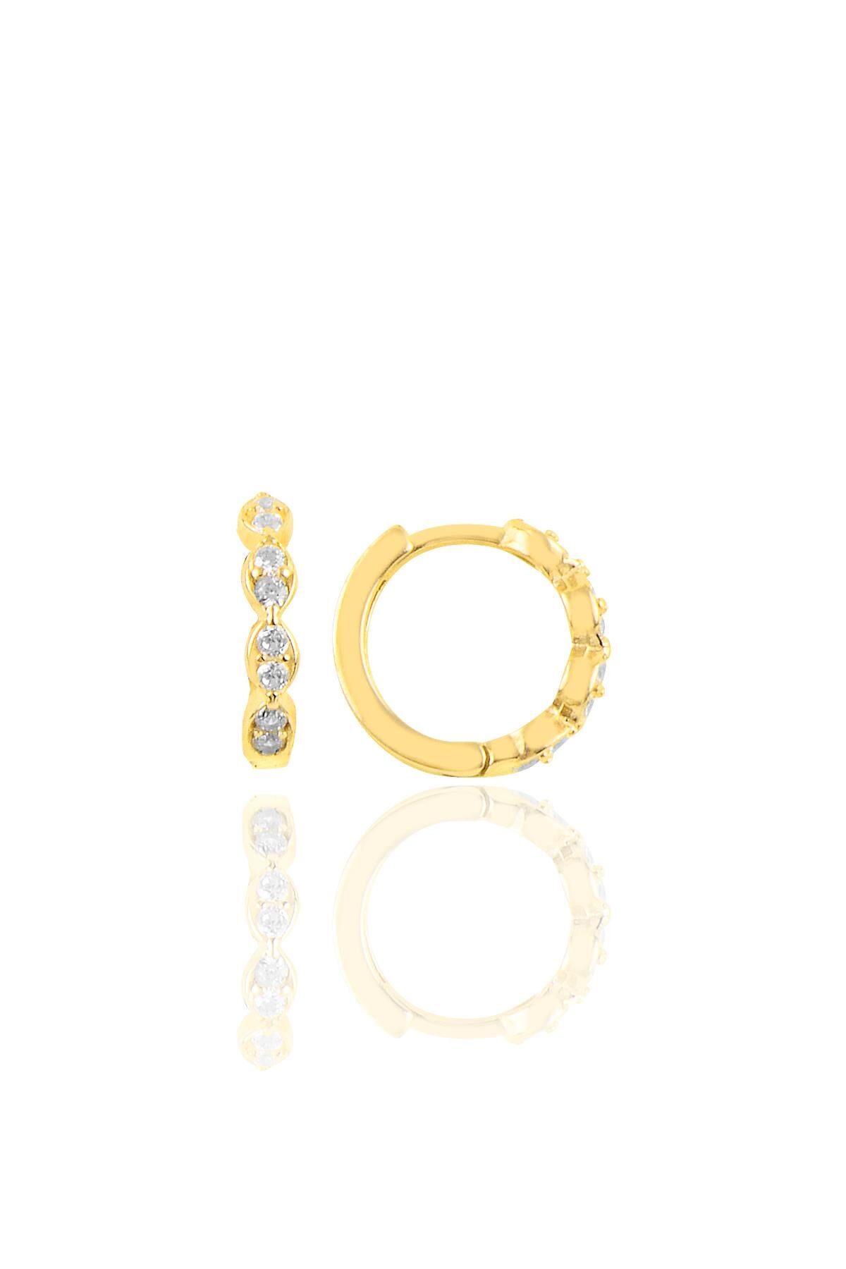 Gümüş altın yaldızlı taşlı halka küpe SGTL10442GOLD