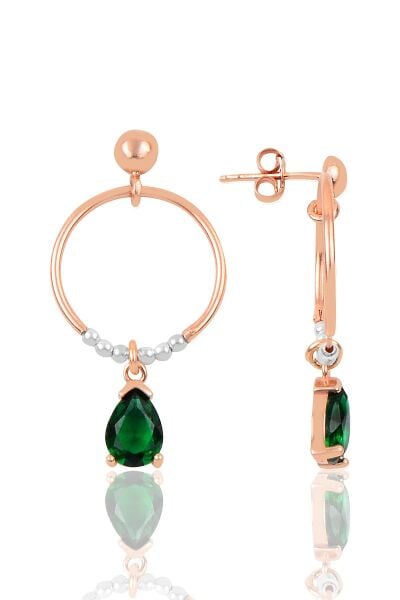 Gümüş damla taşlı eksenler küpesi SGTL9749