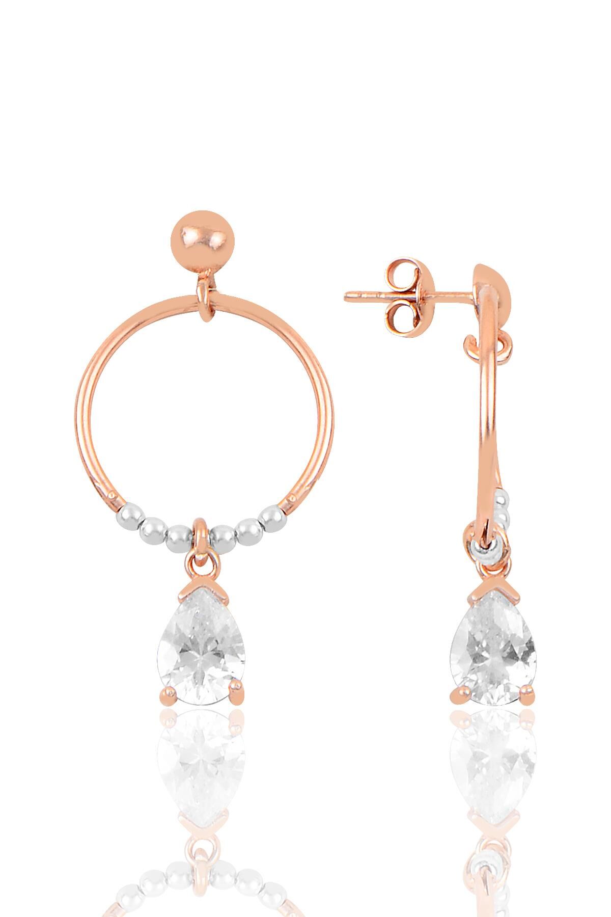 Gümüş damla taşlı eksenler küpesi SGTL9751