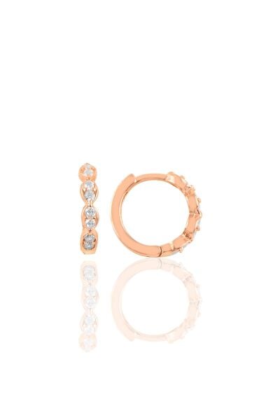 Gümüş rose  zirkon taşlı halka küpe SGTL10442ROSE