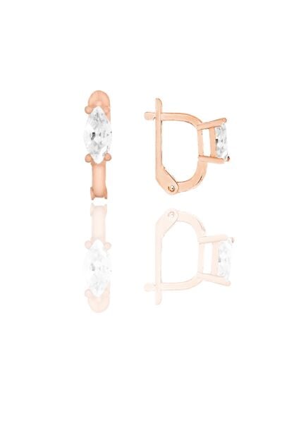 Gümüş rose zirkon taşlı mekik  j küpe SGTL11252ROSE