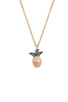 925 Ayar Gümüş Ananas Kolye Rose Gold Renkli Zirkon Taşlı Çıtır SGTL13414ROSE
