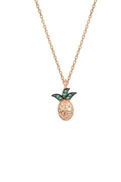 925 Ayar Gümüş Ananas Kolye Rose Gold Renkli Zirkon Taşlı Çıtır SGTL13414ROSE