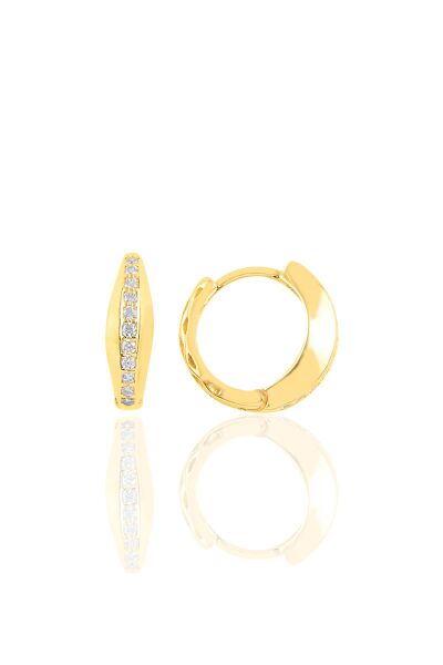 Gümüş altın yaldızlı modern tasarımlı halka küpe SGTL10443GOLD
