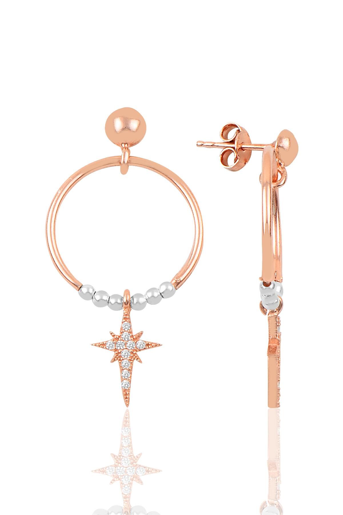 Gümüş kutup yıldızı modeli eksenler küpesi SGTL9752