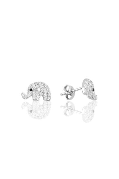 Gümüş rodyumlu zirkon taşlı fil küpe SGTL10801RODAJ