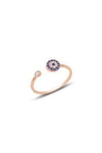 Gümüş rose zirkon taşlı ayarlamalı Nazar Modeli Yüzük SGTL11583ROSE