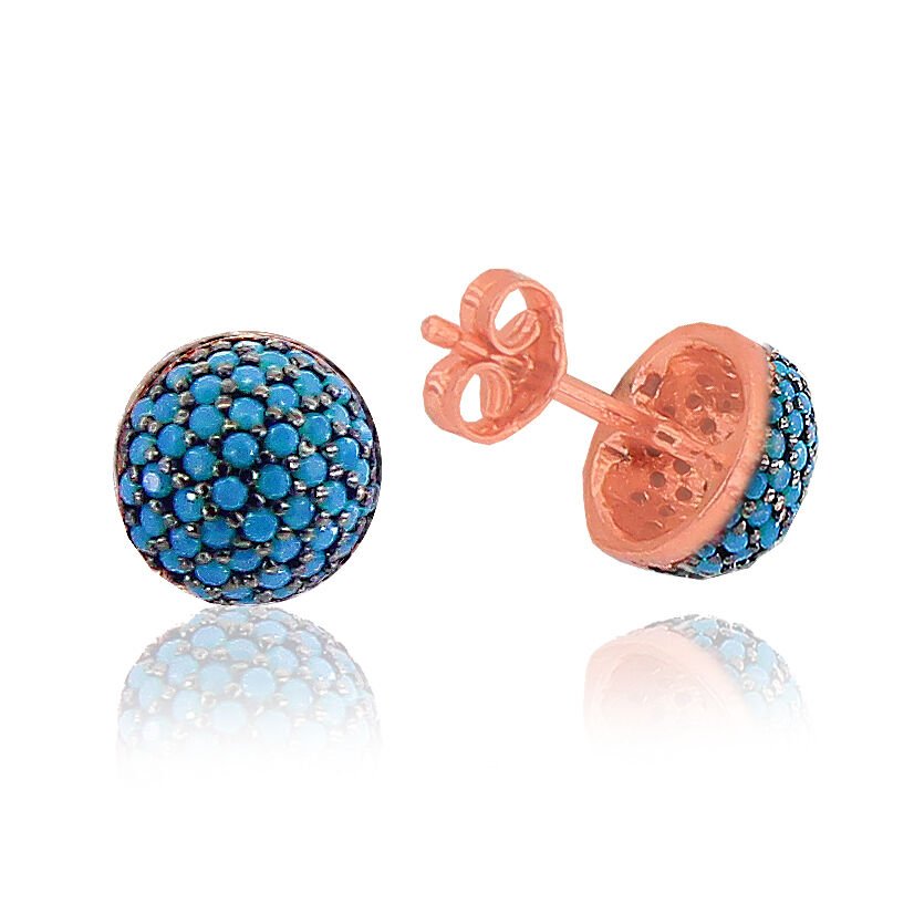 turkuaz taşlı yarım top küpe SGTL3125