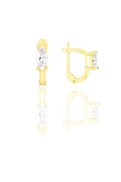 Gümüş altın yaldızlı zirkon taşlı mekik  j küpe SGTL11252GOLD